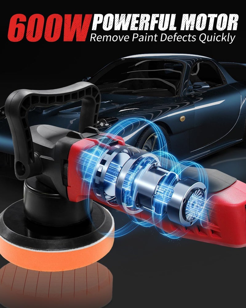 AVID POWER Buffer Polisher, 6-inch Dual Action/DA Polisher for Car Detailing, Random Orbital Car Buffer Polisher Waxer Kit with Variable Speed & 3 Polishing Pads - Image 2